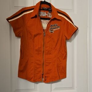 Harley-Davidson Orange Zip-Up Mechanics Top